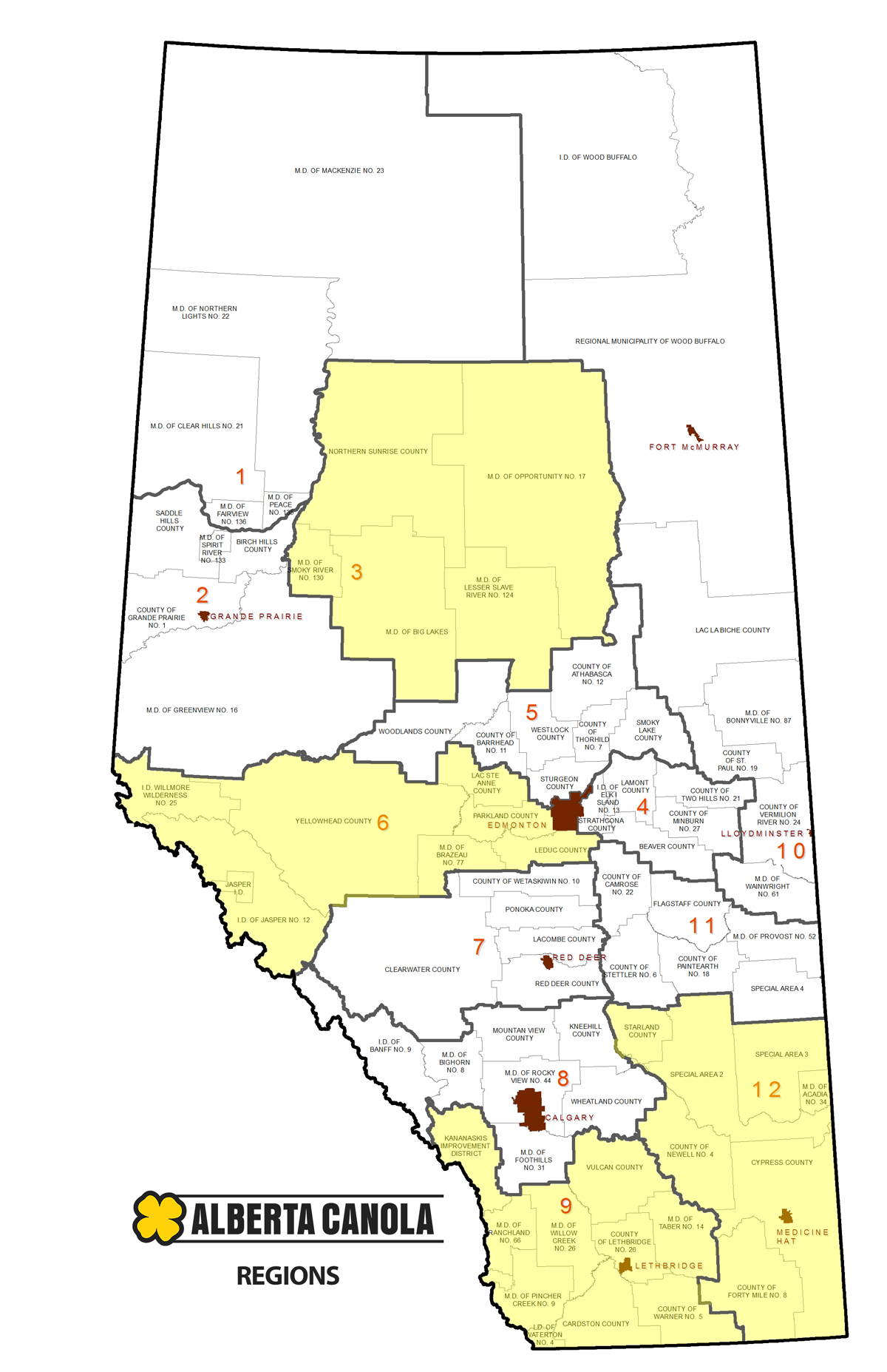 Alberta Canola Producer Commission Regions
